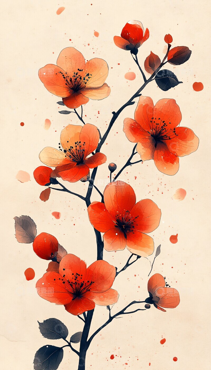 高清大图下载【趣麦麦图】花叶菜单背景图3