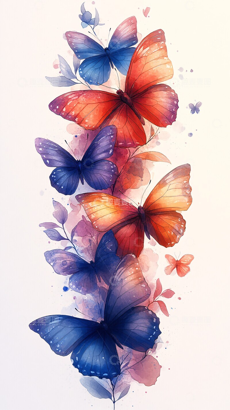 高清大图下载【趣麦麦图】蝴蝶线条图案