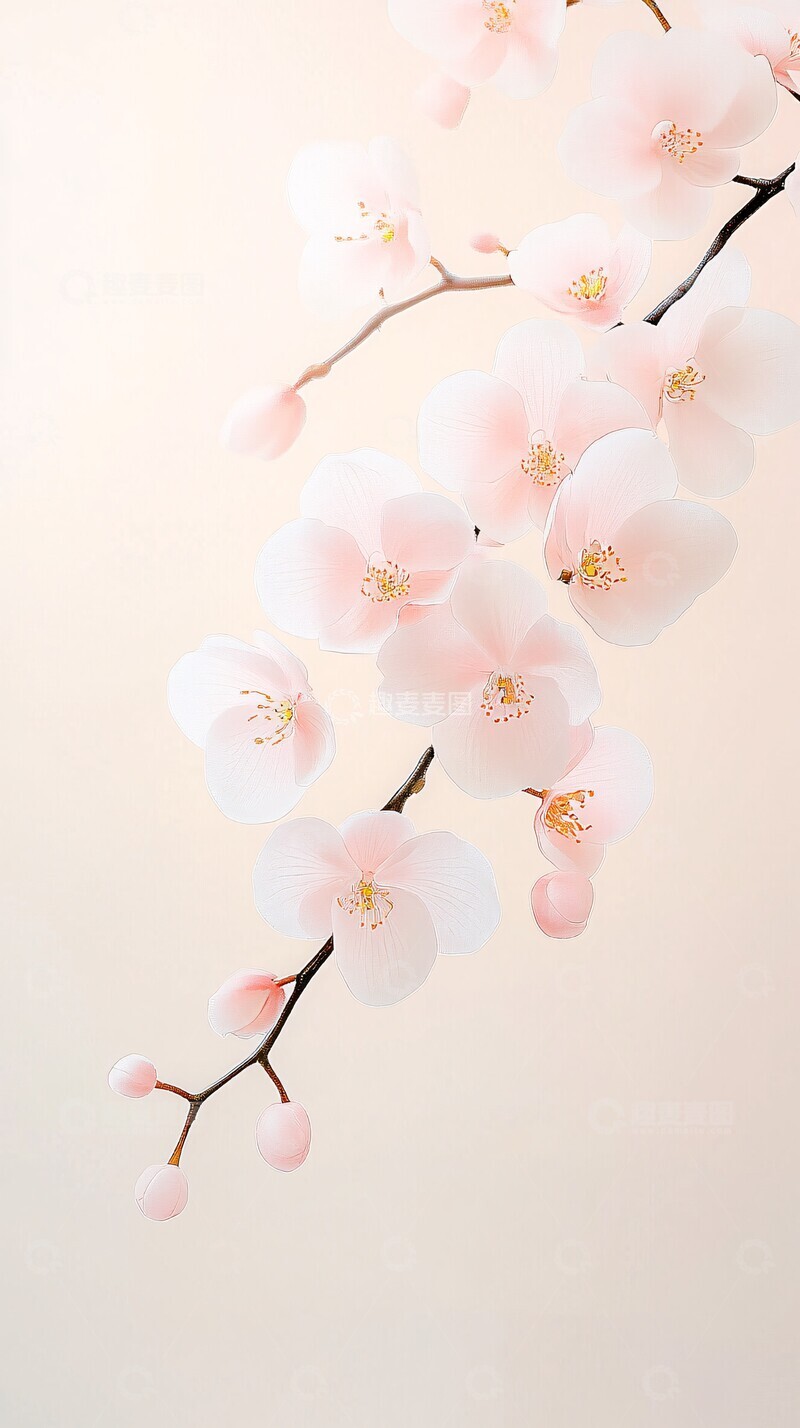 高清大图下载【趣麦麦图】粉红兰花水墨画