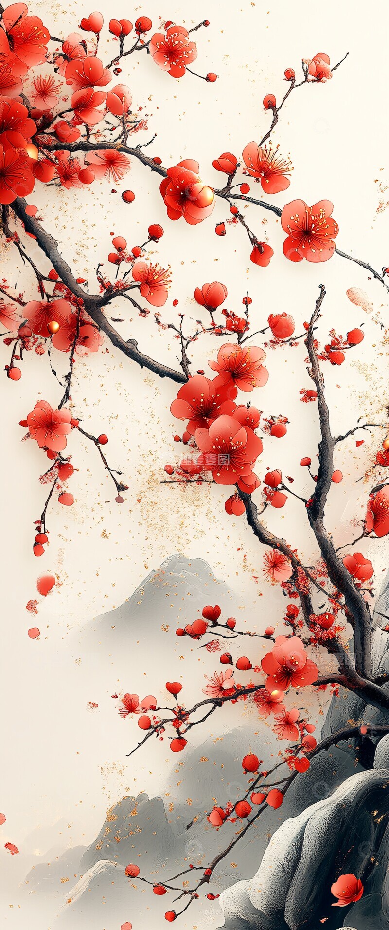 高清大图下载【趣麦麦图】红白花纹圆设计2