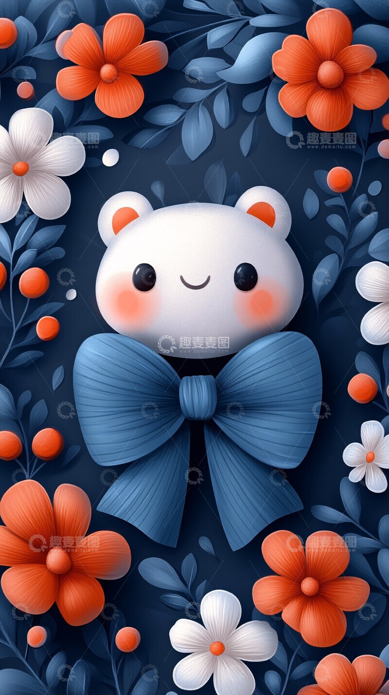 高清大图下载【趣麦麦图】粉色花瓣蝴蝶结图案1