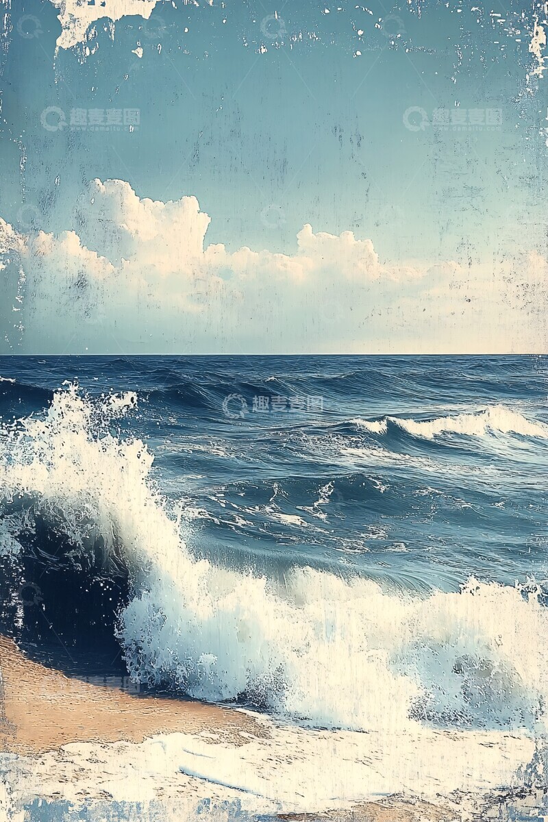 高清大图下载【趣麦麦图】海浪沙滩蓝调