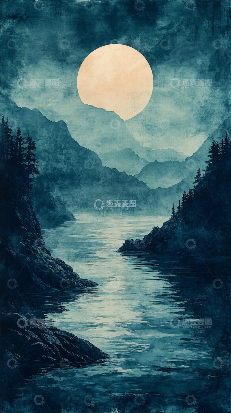 高清大图下载【趣麦麦图】绿色渐变睡垫1