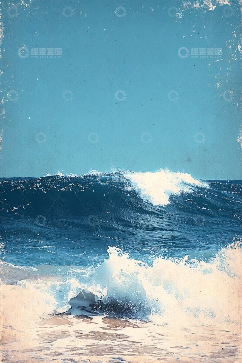 高清大图下载【趣麦麦图】海浪沙滩蓝调1