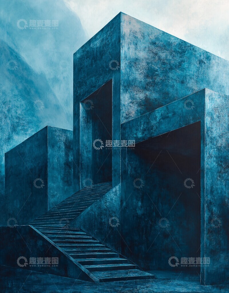 高清大图下载【趣麦麦图】青蓝线条块面1