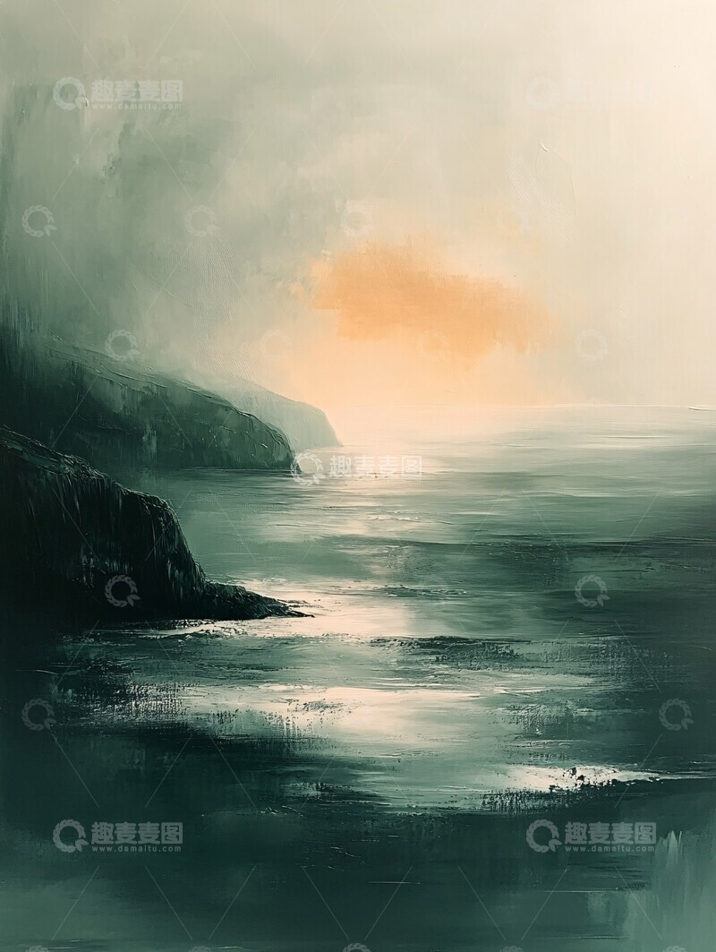 高清大图下载【趣麦麦图】海面意境水面绿色灰色1