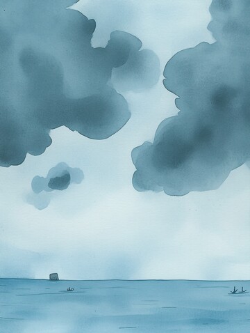 阴郁天空蓝墨水绘