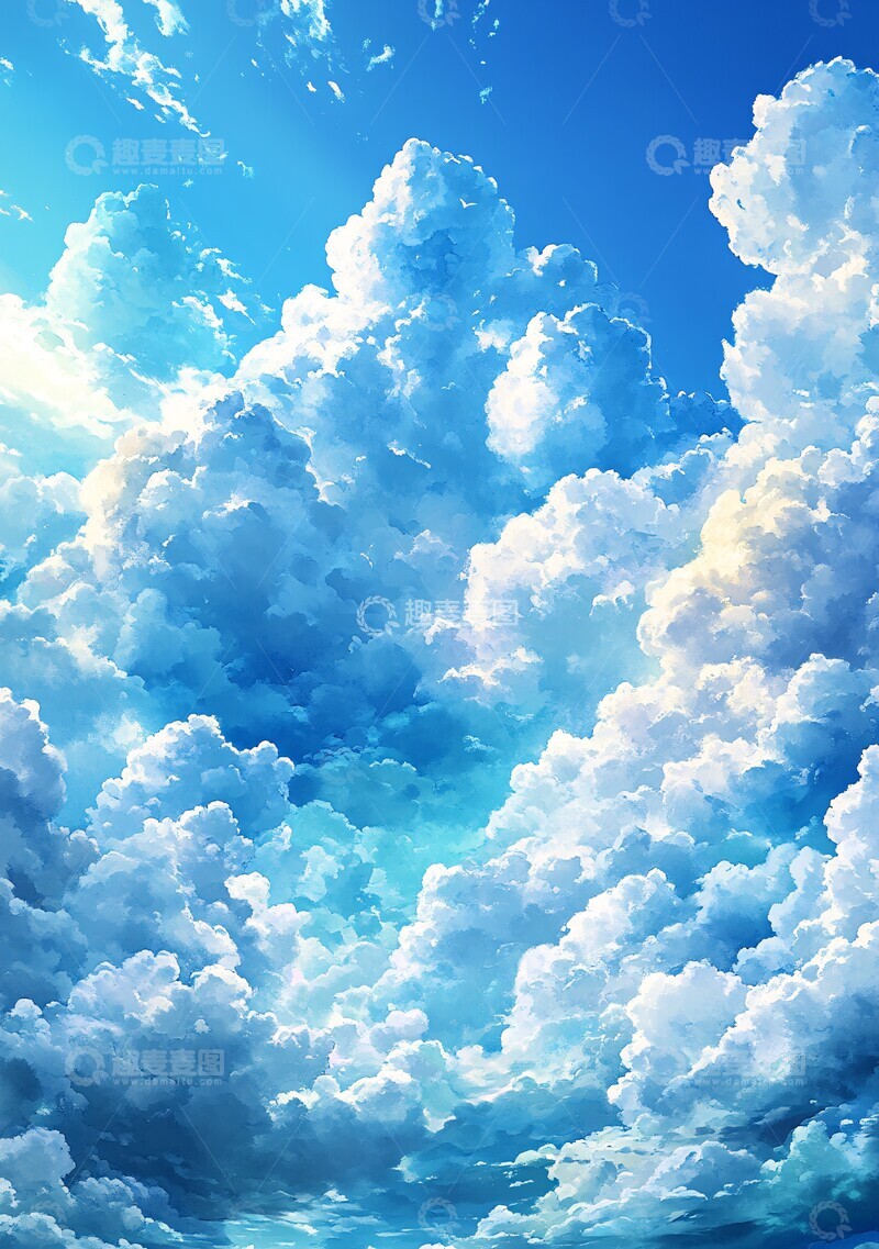 高清大图下载【趣麦麦图】蓝天绿波蓝天绿波水彩