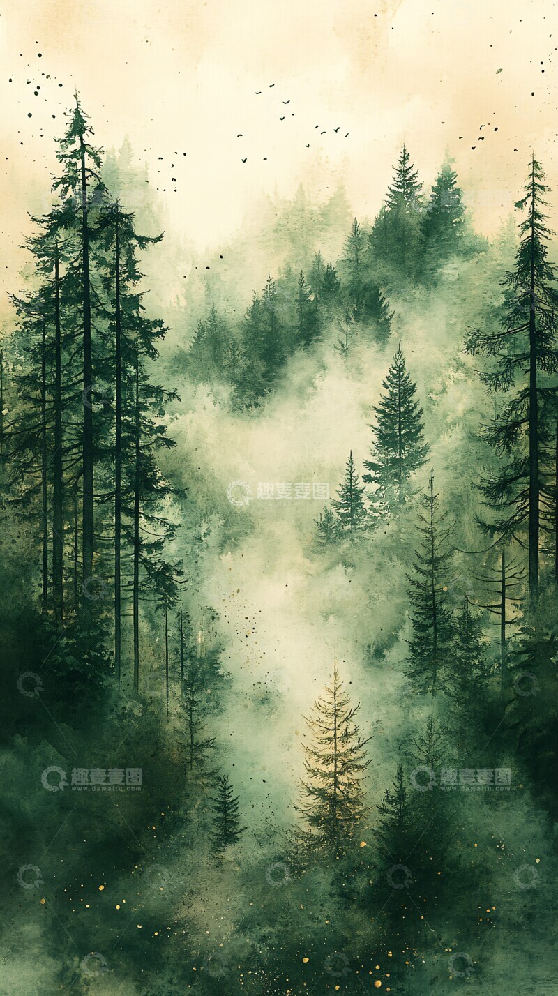 高清大图下载【趣麦麦图】水彩画淡彩色调