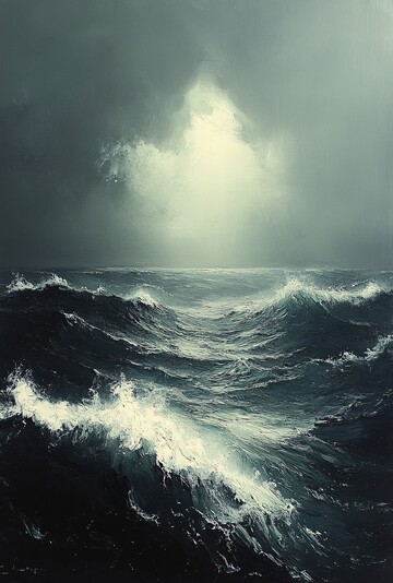 海景油画油画天空灰色3