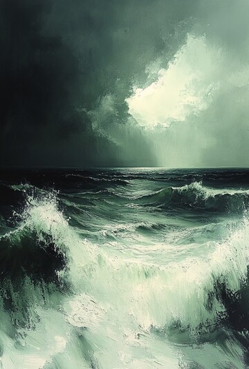 海景油画油画天空灰色2