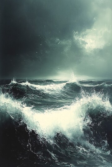 海景油画油画天空灰色1