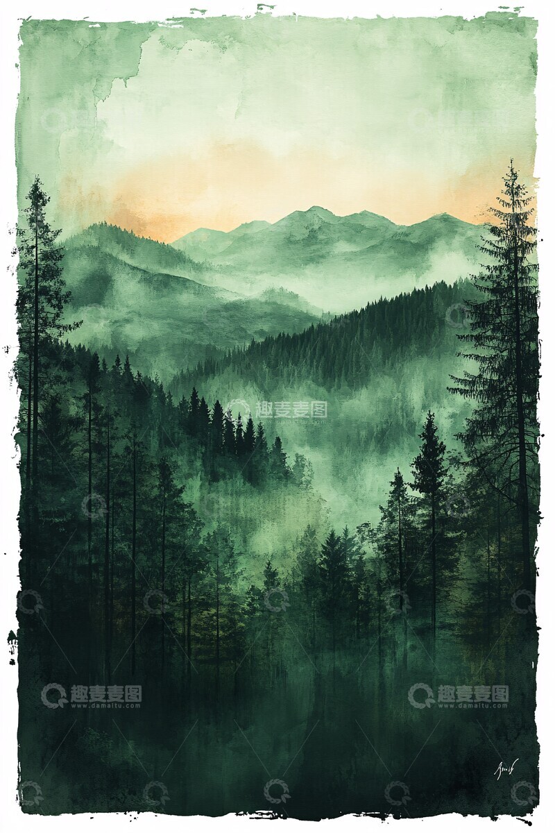 高清大图下载【趣麦麦图】海浪水彩纹理1