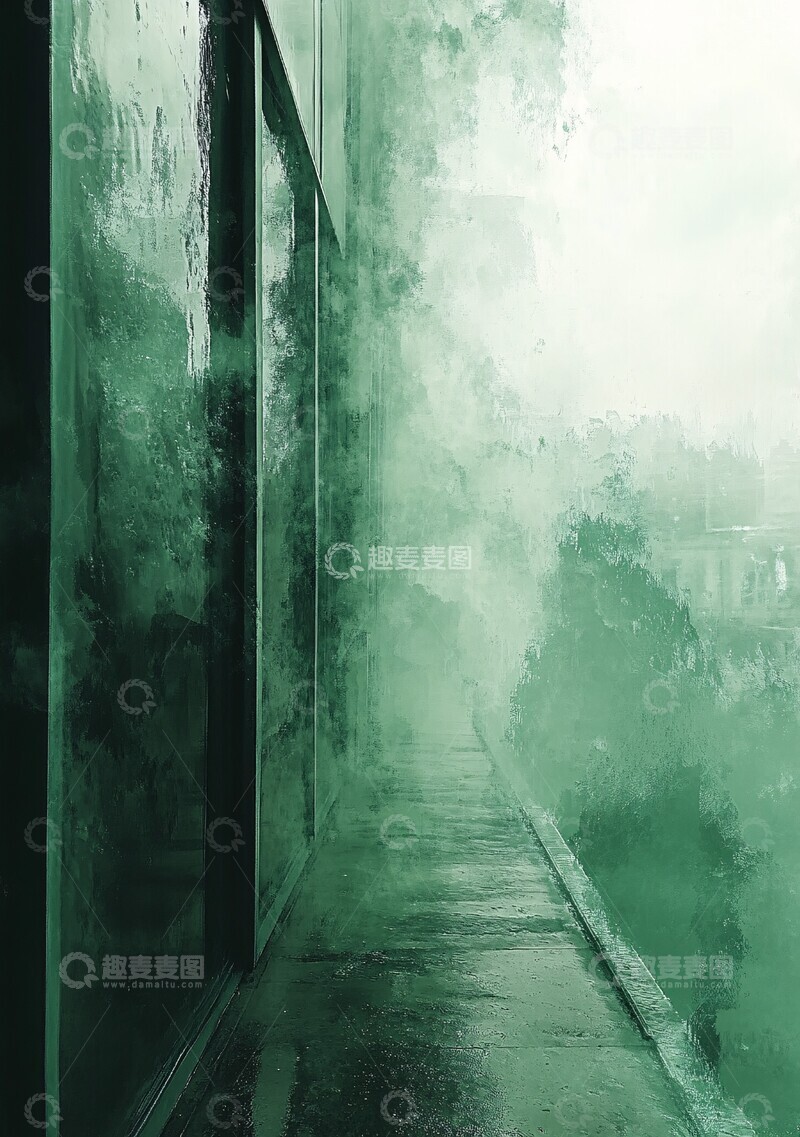 高清大图下载【趣麦麦图】绿色雾气手机画1