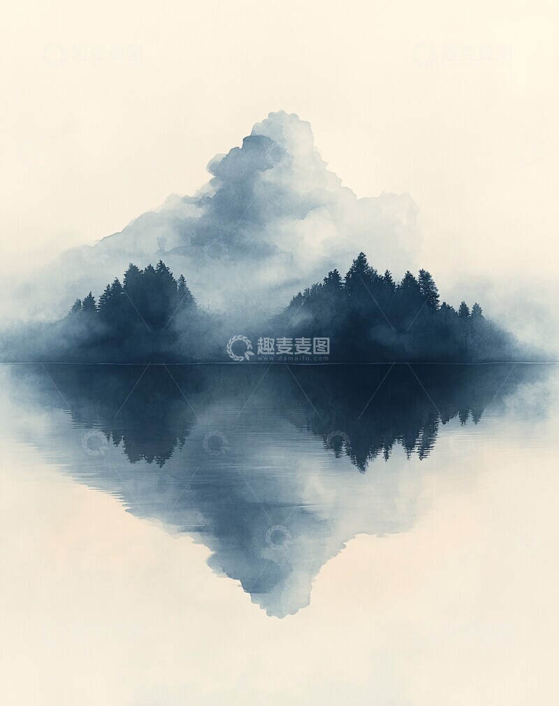 高清大图下载【趣麦麦图】云水天际灰色白色蓝色1