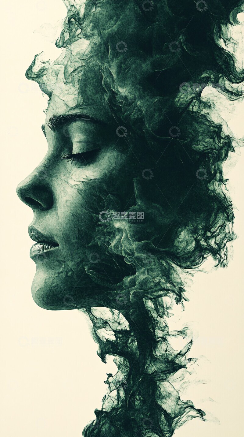 高清大图下载【趣麦麦图】白绿墨影矢量高对比阴影1