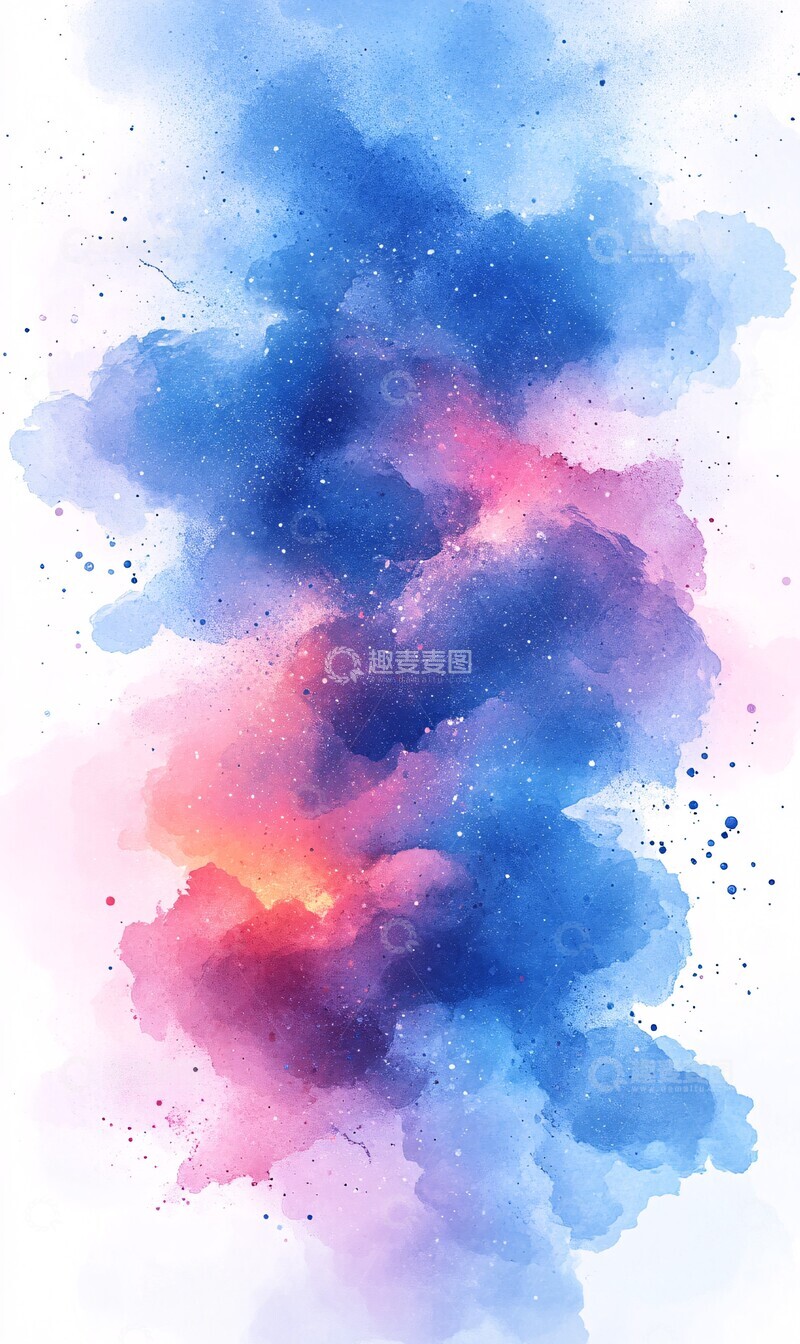 高清大图下载【趣麦麦图】淡蓝水彩背景2