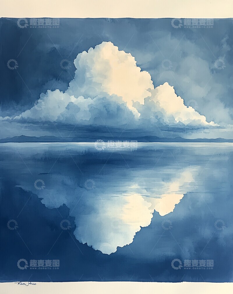 高清大图下载【趣麦麦图】云水天际灰色白色蓝色