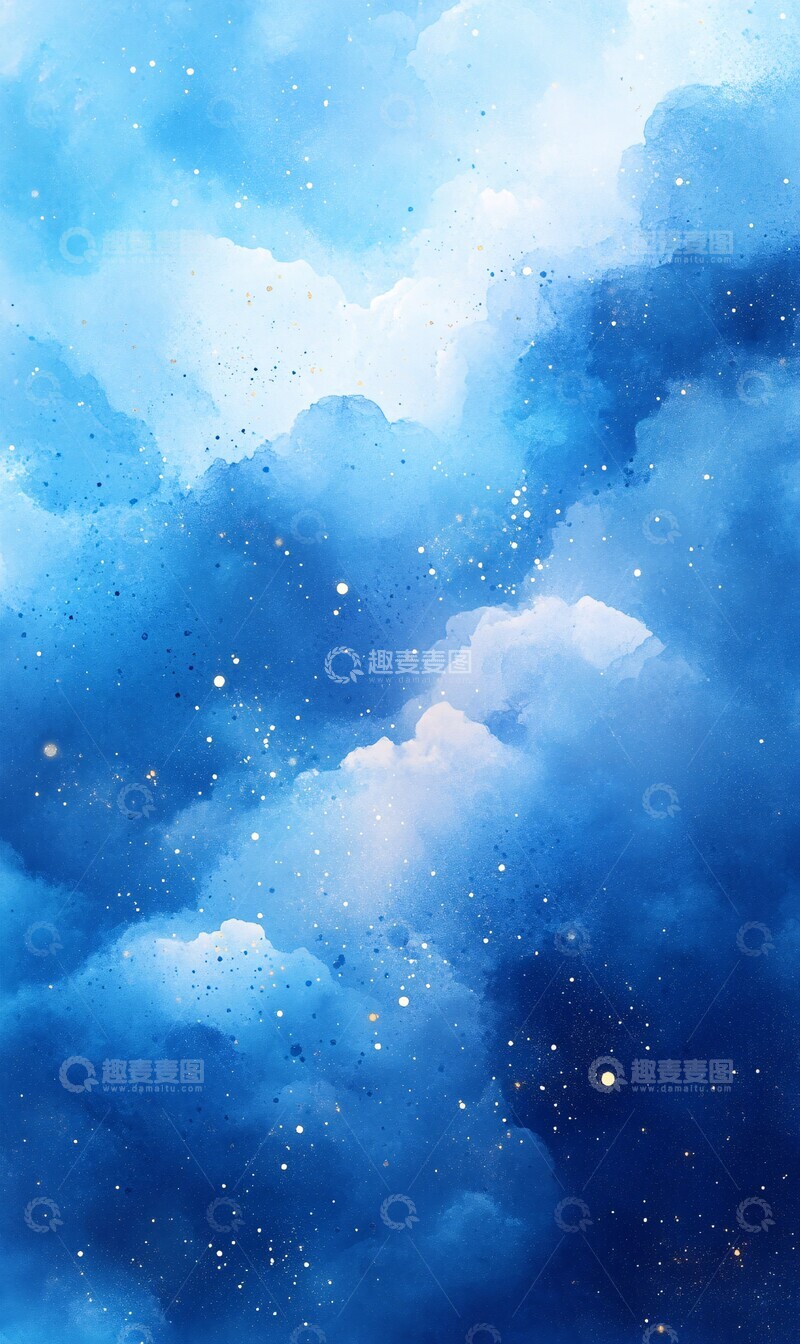 高清大图下载【趣麦麦图】淡蓝水彩背景1