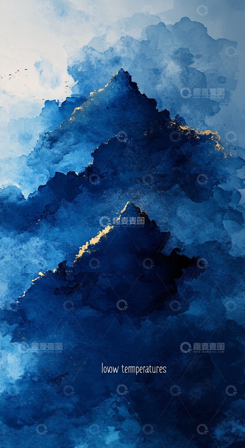 高清大图下载【趣麦麦图】低温蓝色水彩背景1