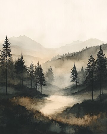 淡灰山水淡灰山水水彩3