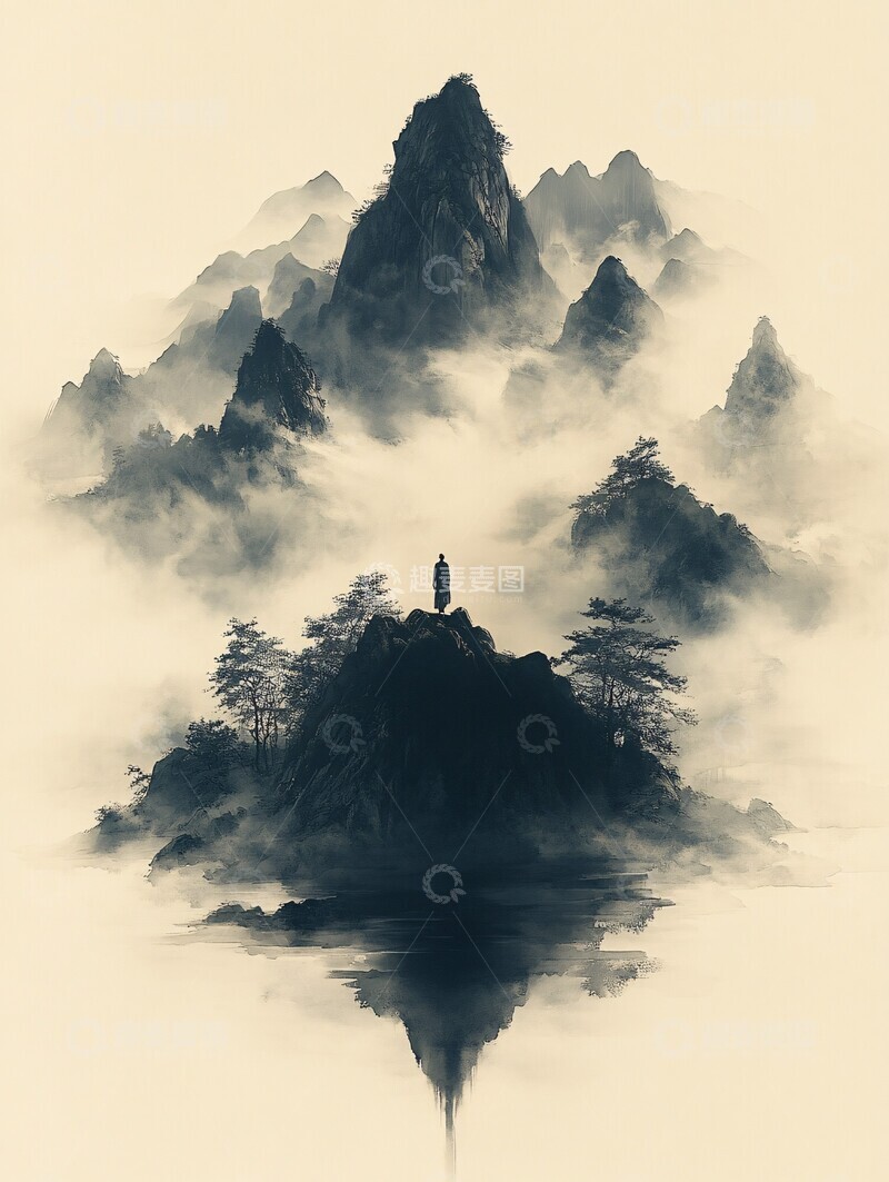 高清大图下载【趣麦麦图】墨韵纸影简约设计元素