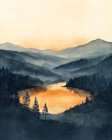 淡灰山水淡灰山水水彩