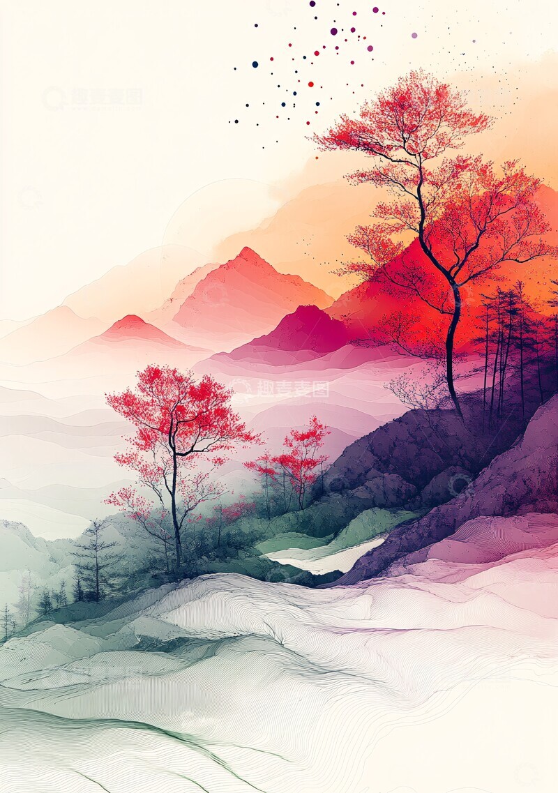 高清大图下载【趣麦麦图】粉色绿色海滩3