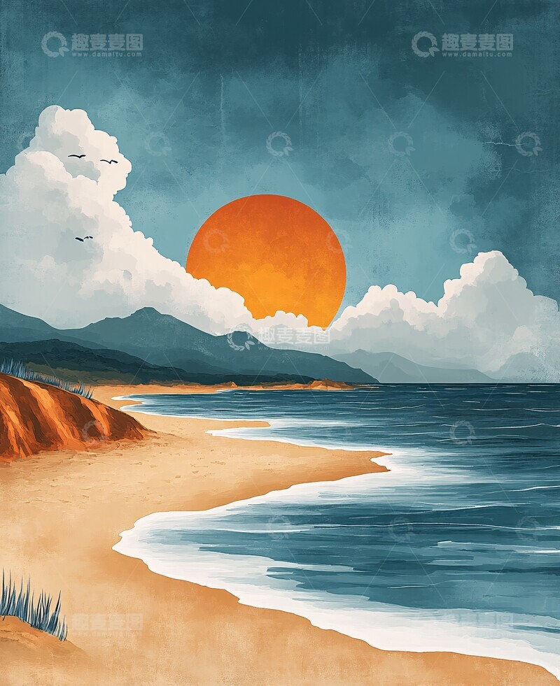 高清大图下载【趣麦麦图】夏日海滩背景2