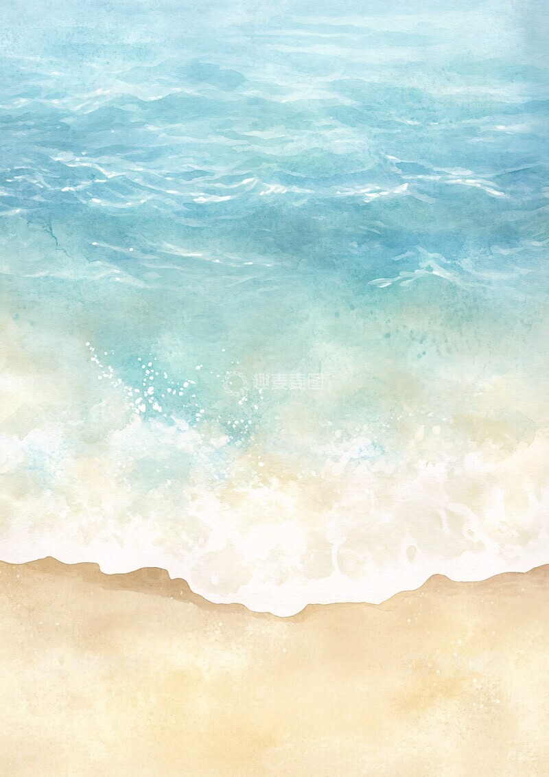 高清大图下载【趣麦麦图】海浪轻拍沙滩3