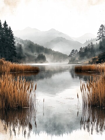 自然静谧水彩画2