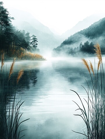 自然静谧水彩画1