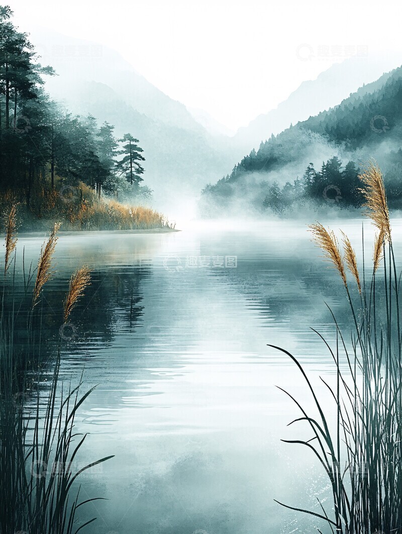 高清大图下载【趣麦麦图】自然静谧水彩画1