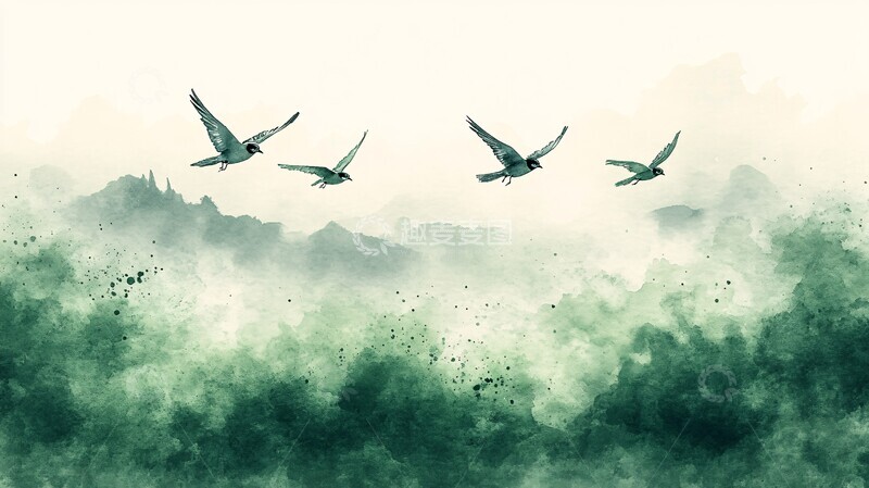 高清大图下载【趣麦麦图】绿沙滩与飞燕