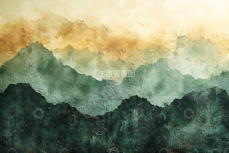 高清大图下载【趣麦麦图】棕绿白水彩背景