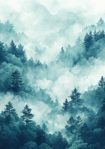 海军绿雾气水彩