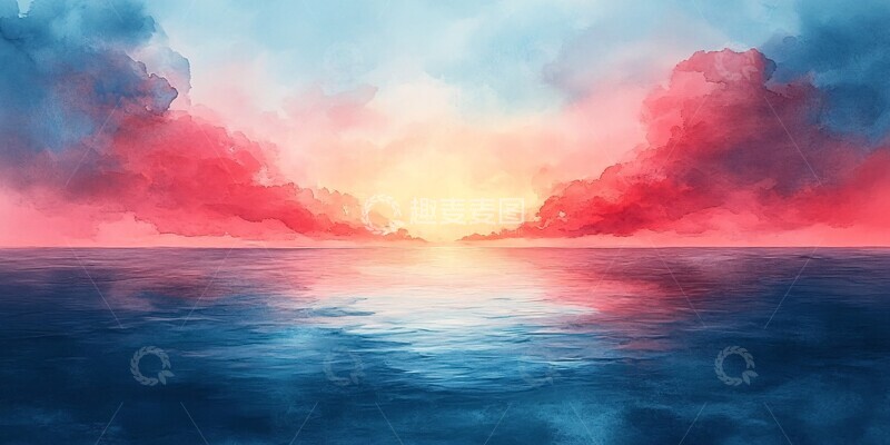 高清大图下载【趣麦麦图】水彩天空背景1