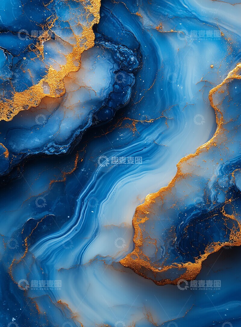 高清大图下载【趣麦麦图】蓝金水彩纹理3