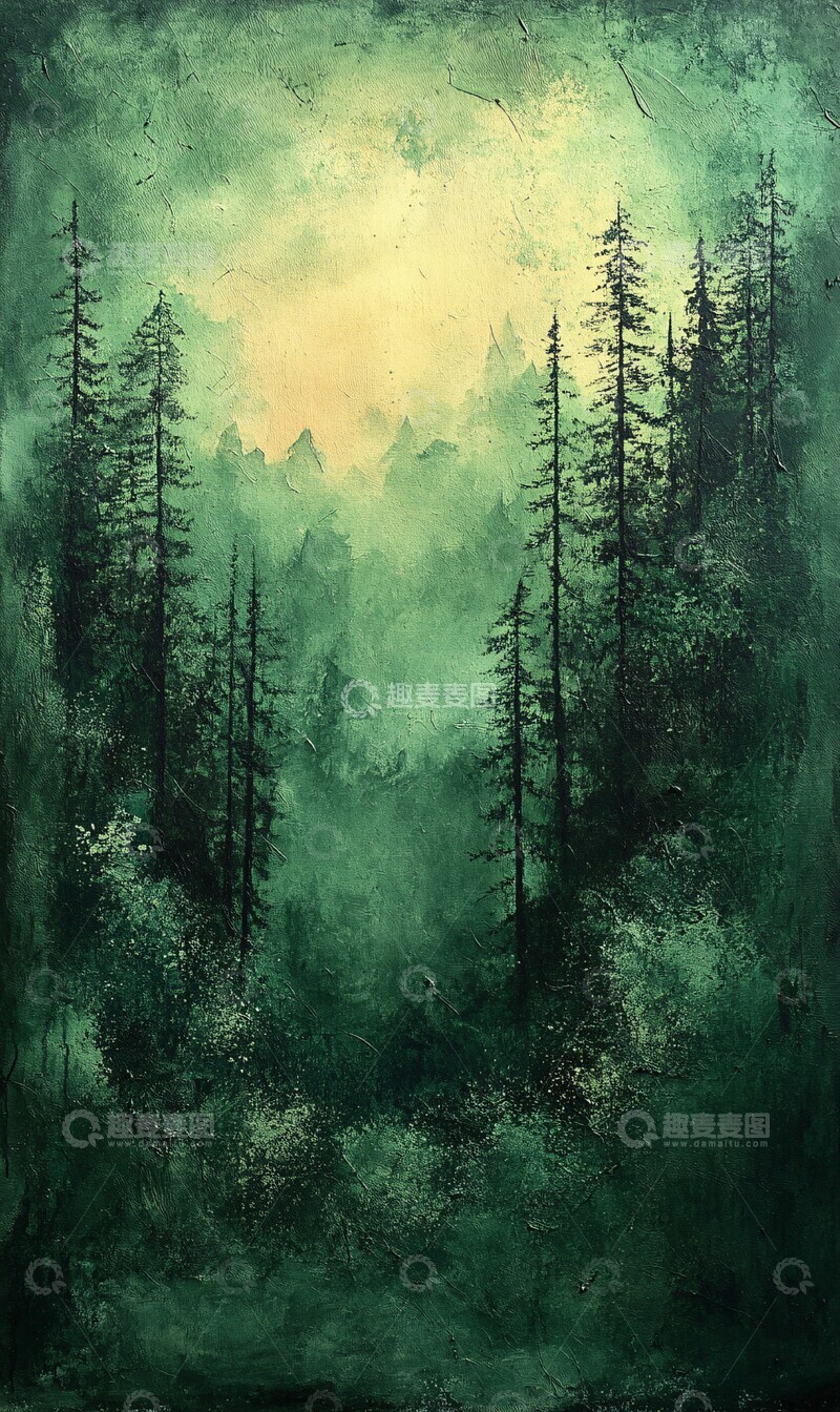 高清大图下载【趣麦麦图】绿意背景背景手绘纹理1