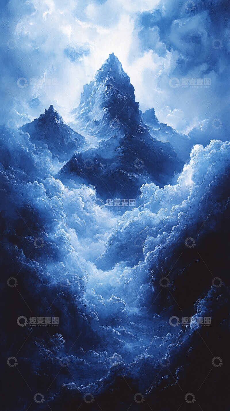 高清大图下载【趣麦麦图】蓝天白云水彩3