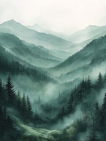 山峦薄雾山峦薄雾绿色1