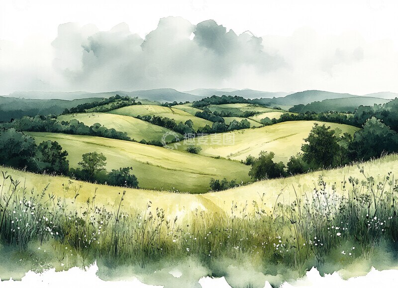 高清大图下载【趣麦麦图】灰绿调子乡村景2