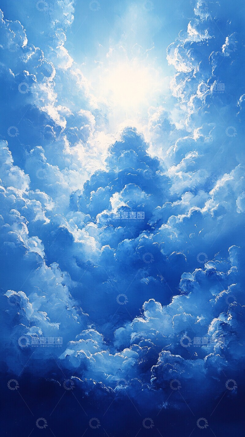 高清大图下载【趣麦麦图】蓝天白云水彩