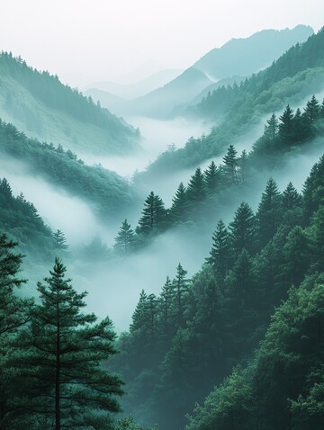 山峦薄雾山峦薄雾绿色