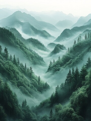 山峦薄雾山峦薄雾绿色3