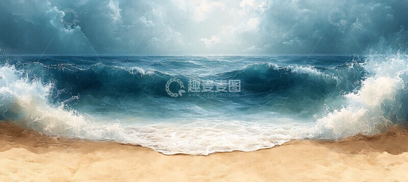 高清大图下载【趣麦麦图】沙滩水域渐变