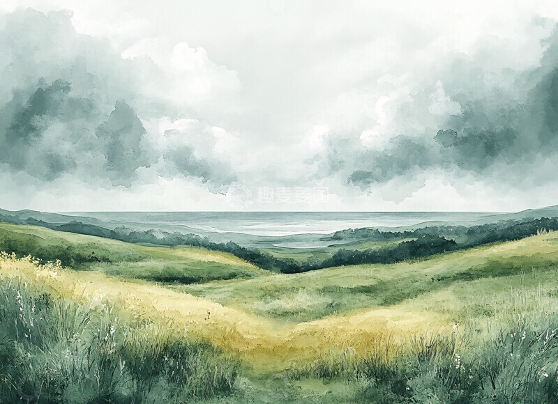 高清大图下载【趣麦麦图】灰绿调子乡村景1