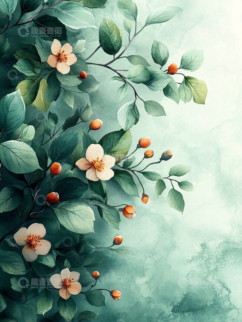 高清大图下载【趣麦麦图】-春日花语春日花语水彩2