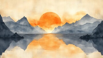 日出沙滩日出沙滩水彩