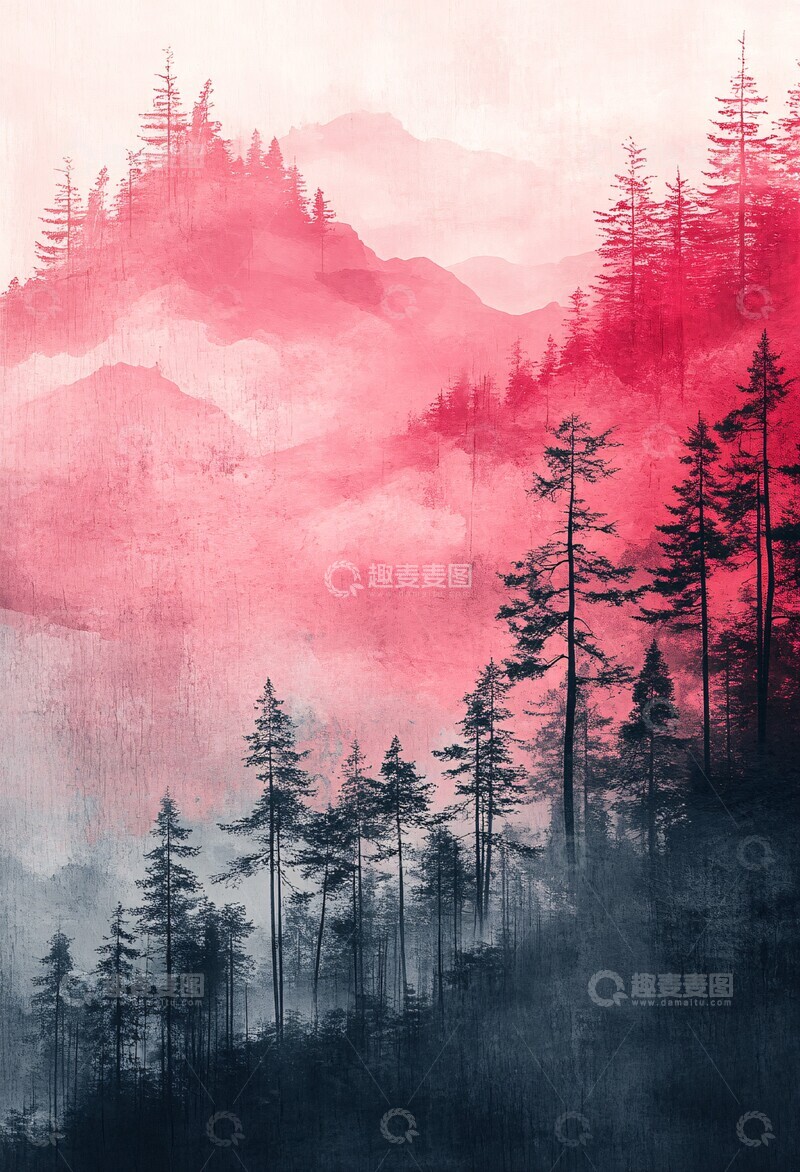 高清大图下载【趣麦麦图】-粉色灰调笔触